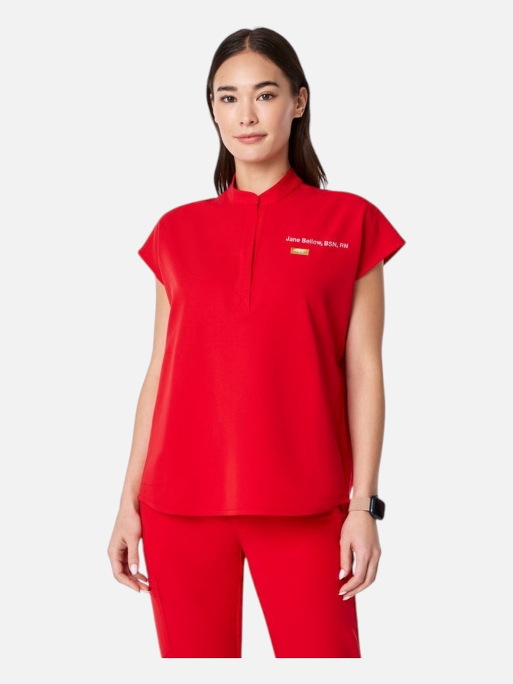 Figs Lunar Pop Red Rafaela Oversized Scrub Top
